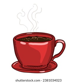 Vector Cartoon Red Cup of Coffee Americano