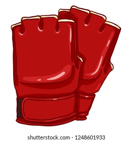 Vector Cartoon Red Fighting Gloves for Mix Martial Arts. MMA Equipment.