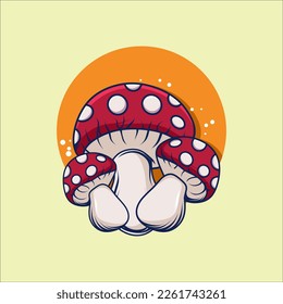 vector cartoon red food mushroom 