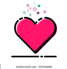 Vector cartoon red heart icon. MBE flat style