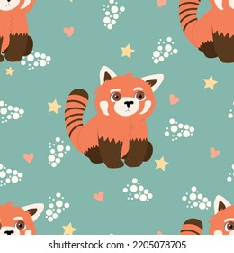 Dibujo vectorial panda rojo sin fisuras. Fondo animal lindo. Fondo vectorial. 