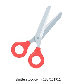 Vector cartoon red paper cutting scissors Isolated on white background