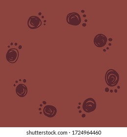 vector cartoon red round footprints of the dog