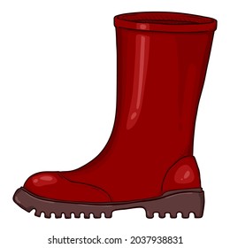 Vector Cartoon Red Rubber Boots Illustration