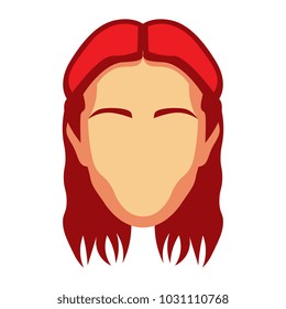 Vector Cartoon Redhead Lady Head Isolated On White Background