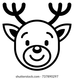 Vector Cartoon Reindeer Head Isolated On White Background