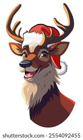 Vector cartoon reindeer portrait. Available EPS-10 vector format separated by groups and layers for easy edit.