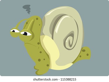 a vector cartoon representing an angry snail