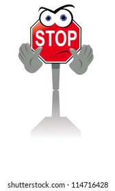 a vector cartoon representing an angry stop sign