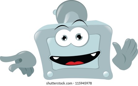 a vector cartoon representing a cute gps pointing the right way