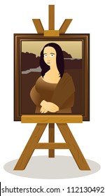 a vector cartoon representing an easel with a Mon alisa