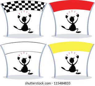a vector cartoon representing a funny figurine arriving last