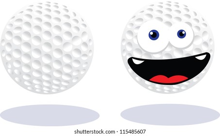 a vector cartoon representing a funny golf ball smiling