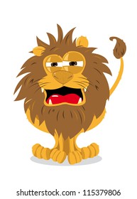a vector cartoon representing a funny lion yawning