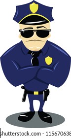 a vector cartoon representing a funny policeman isolated on white
