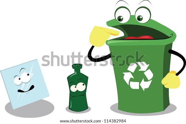 Vector Cartoon Representing Funny Recycling Bin Stock Vector (Royalty ...