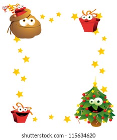 A vector cartoon representing a funny vertical frame with copy space