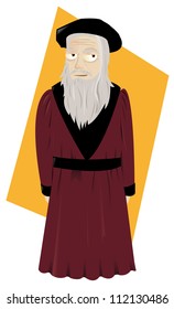 a vector cartoon representing Leonardo Da Vinci