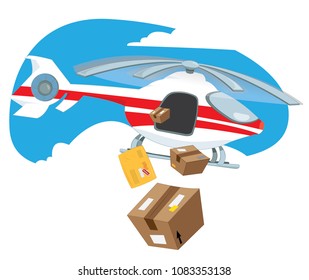 a vector cartoon representing a medical helicopter flying in the sky to rescue someone in need