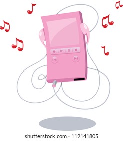 a vector cartoon representing a pink mp3 player