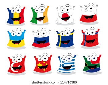 a vector cartoon representing some funny flags
