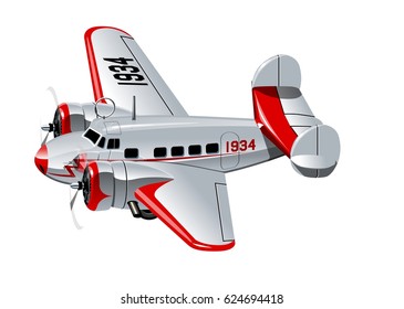 Vector cartoon retro airplane. Available EPS-10 vector format separated by groups and layers for easy edit