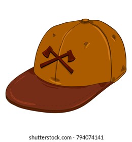 Vector Cartoon Retro Brown Cap with Flat Peak with Brutal Logo