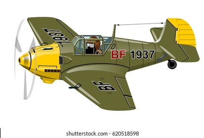 Vector Cartoon Retro Fighter Plane. Available EPS-10 vector format separated by groups for easy edit