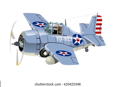 Vector Cartoon Retro Fighter Plane. Available EPS-10 vector format separated by groups for easy edit