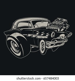 Vector Cartoon Retro Hot Rod