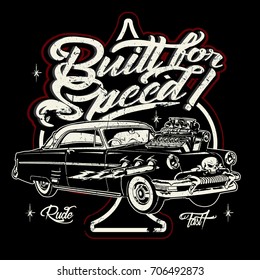 vector cartoon retro hot rod