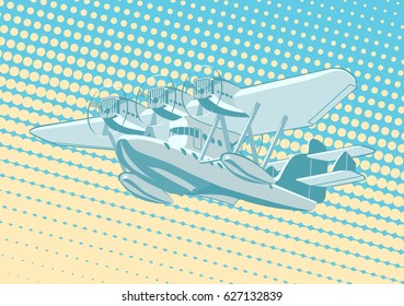 Vector Cartoon Retro Sea Plane. Available EPS-10 vector format separated by groups and layers for easy edit