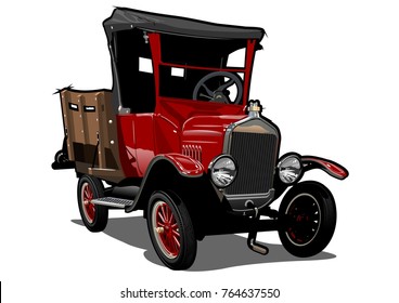 Vector Cartoon retro truck. Available eps-10 vector format separated by groups with transparency effects for one-click repaint