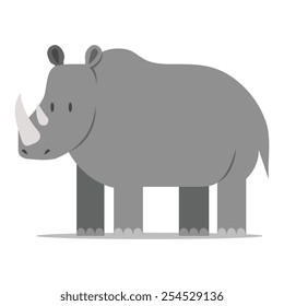 Vector Cartoon Rhino Isolated On Blank Background