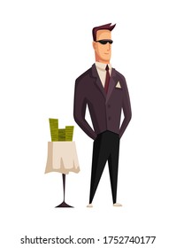 Vector cartoon rich people. Image of a styled man