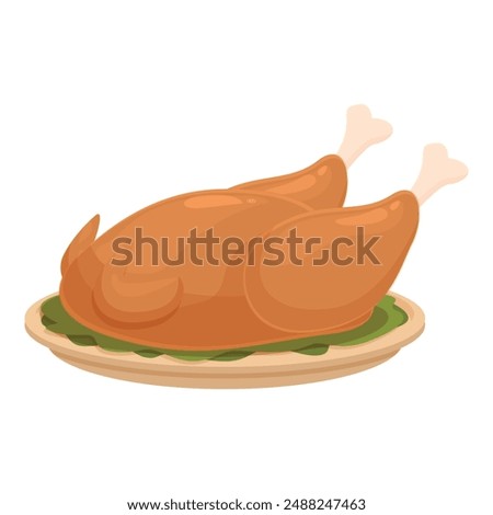 Vector cartoon roast chicken illustration, perfect for food, meal, dinner, culinary, protein, and kitchenthemed designs