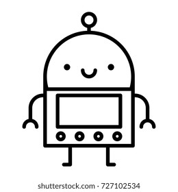 Vector Cartoon Robot Isolated On White Background