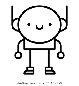 Vector Cartoon Robot Isolated On White Background