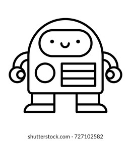 Vector Cartoon Robot Isolated On White Background