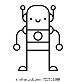 Vector Cartoon Robot Isolated On White Background