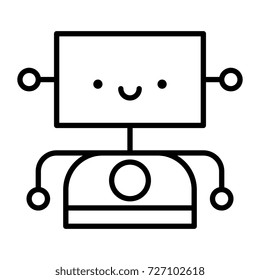 Vector Cartoon Robot Isolated On White Background