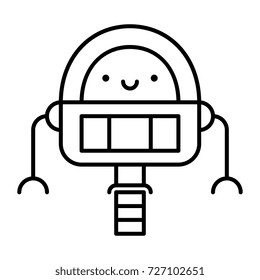 Vector Cartoon Robot Isolated On White Background