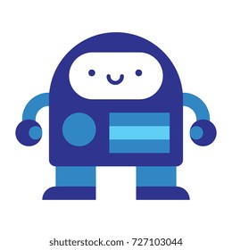 Vector Cartoon Robot Isolated On White Background