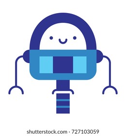 Vector Cartoon Robot Isolated On White Background