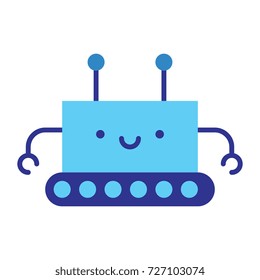 Vector Cartoon Robot Isolated On White Background