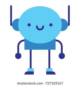Vector Cartoon Robot Isolated On White Background