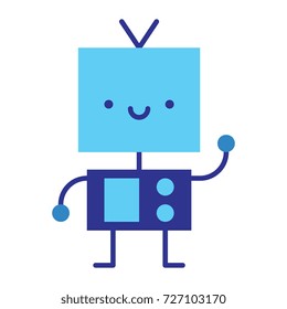 Vector Cartoon Robot Isolated On White Background