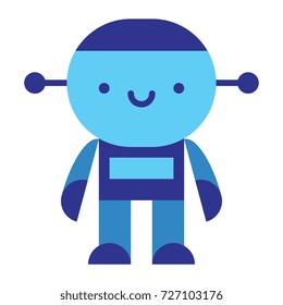 Vector Cartoon Robot Isolated On White Background