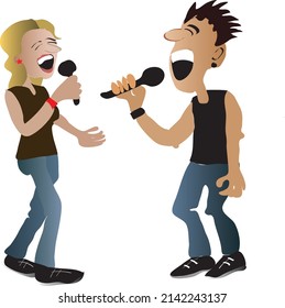 Vector cartoon rock and roll singers