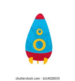 Vector cartoon rocket. Vector illustration for t-shirt prints, greeting cards, parties, posters, stickers or decor